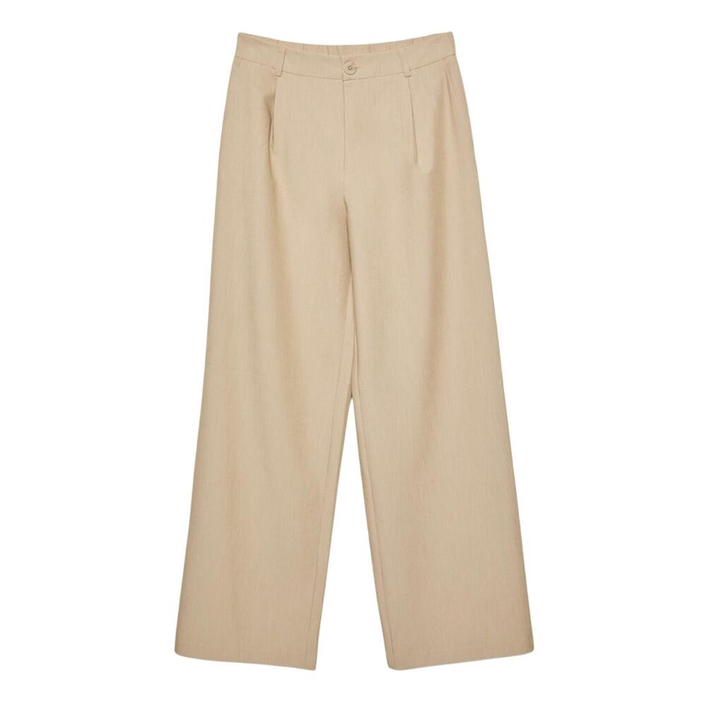 Stradivarius Smart Straight Leg Trousers in Beige, Size US6